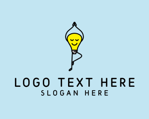 Stretching - Yoga Meditation Lightbulb logo design