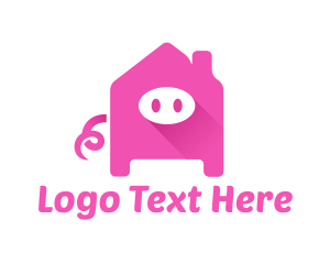 Piggy Bank - Pink Pig House logo design