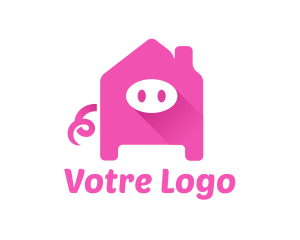 Pig - Pink Pig House logo design