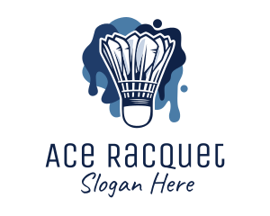 Racquet - Blue Shuttlecock Paint logo design