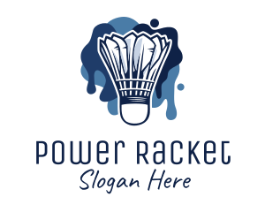 Racket - Blue Shuttlecock Paint logo design