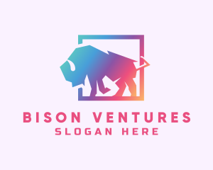 Gradient Wild Bison logo design