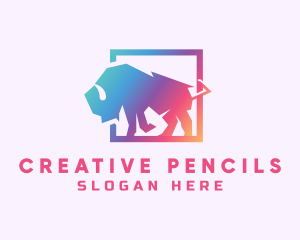 Gradient Wild Bison logo design