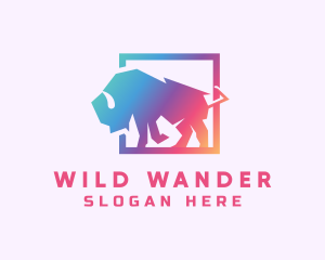 Gradient Wild Bison logo design