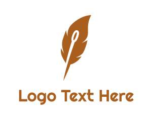Feather - Brown Needle Leaf logo design