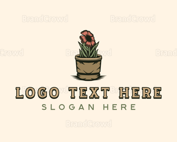 Pot Floral Garden Logo