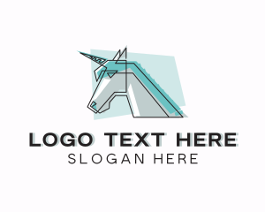 Pony - Geometric Unicorn Horse logo design
