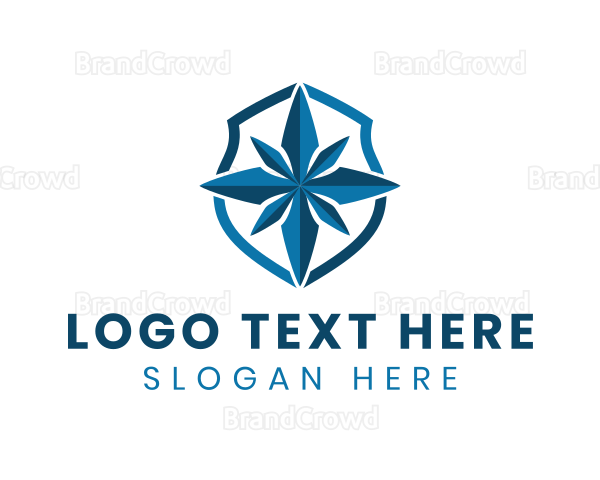 Blue Compass Shield Logo