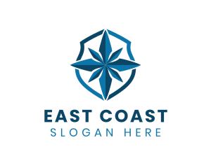 East - Blue Compass Shield logo design