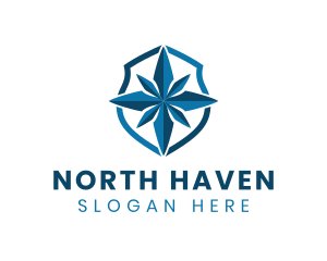 North - Blue Compass Shield logo design