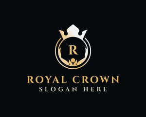 Round Crown Wreath logo design