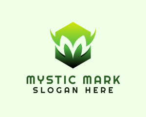 Diamond Leaf Hexagon Letter M   logo design