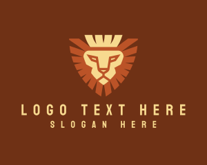 Wildlife - Lion Crown Shield logo design
