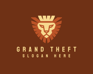 Hunting - Lion Crown Shield logo design