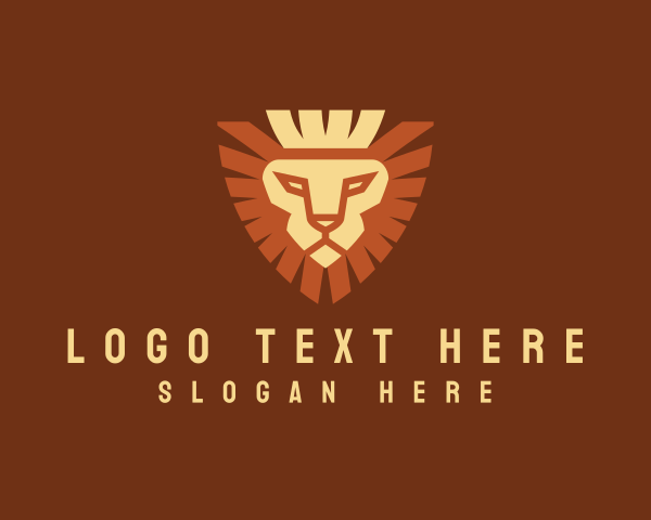 King - Lion Crown Shield logo design