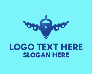 Blue - Airplane Location Pin logo design