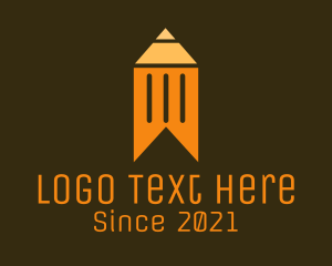 Pencil - Orange Pencil Bookmark logo design