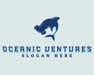 Hammerhead Shark Marine logo design