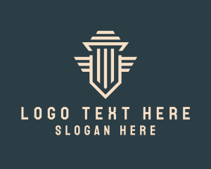 Jurist - Shield Pillar Wings logo design