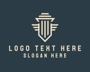 Lawyer - Shield Pillar Wings logo design