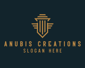 Shield Pillar Wings logo design