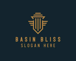 Shield Pillar Wings logo design