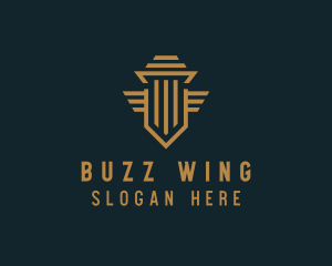 Shield Pillar Wings logo design