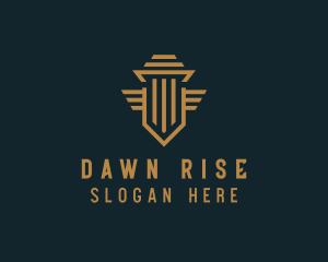 Shield Pillar Wings logo design