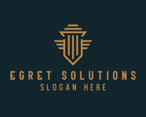 Shield Pillar Wings logo design