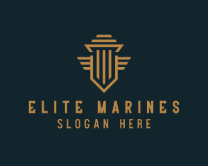 Shield Pillar Wings logo design