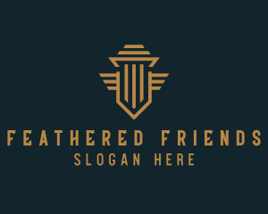 Shield Pillar Wings logo design