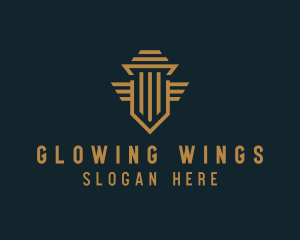 Shield Pillar Wings logo design