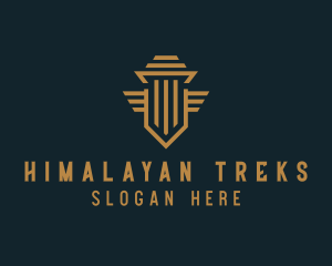 Shield Pillar Wings logo design