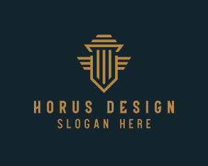 Shield Pillar Wings logo design