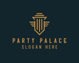 Shield Pillar Wings logo design