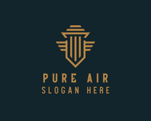 Shield Pillar Wings logo design