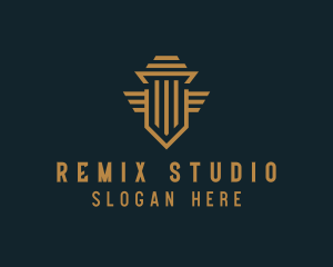 Shield Pillar Wings logo design