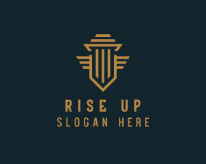 Shield Pillar Wings logo design