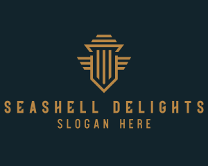 Shield Pillar Wings logo design