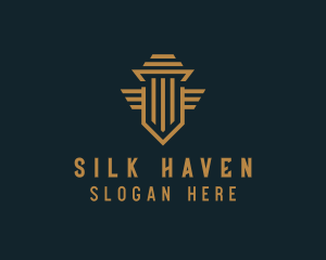 Shield Pillar Wings logo design