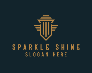 Shield Pillar Wings logo design