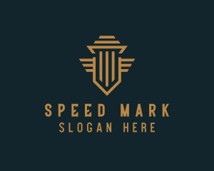 Shield Pillar Wings logo design