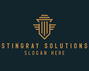 Shield Pillar Wings logo design