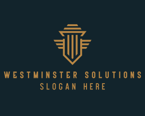 Shield Pillar Wings logo design