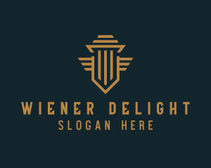 Shield Pillar Wings logo design