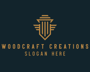 Shield Pillar Wings logo design