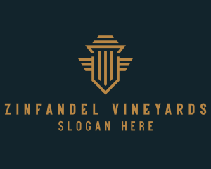 Shield Pillar Wings logo design