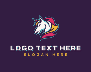 Stallion - Unicorn Horse Streamer logo design