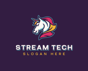 Streamer - Unicorn Horse Streamer logo design
