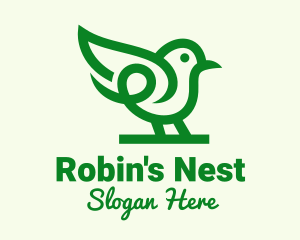 Perched Green Robin logo design